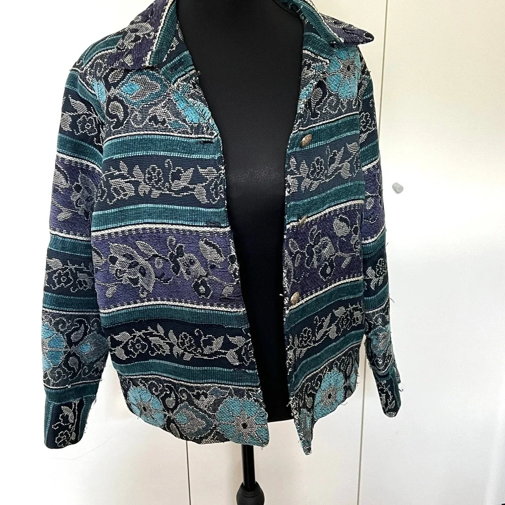 VTG White Stag Womens S Tapestry Blazer Jacket Floral 90s Cottage Grandmacore‎